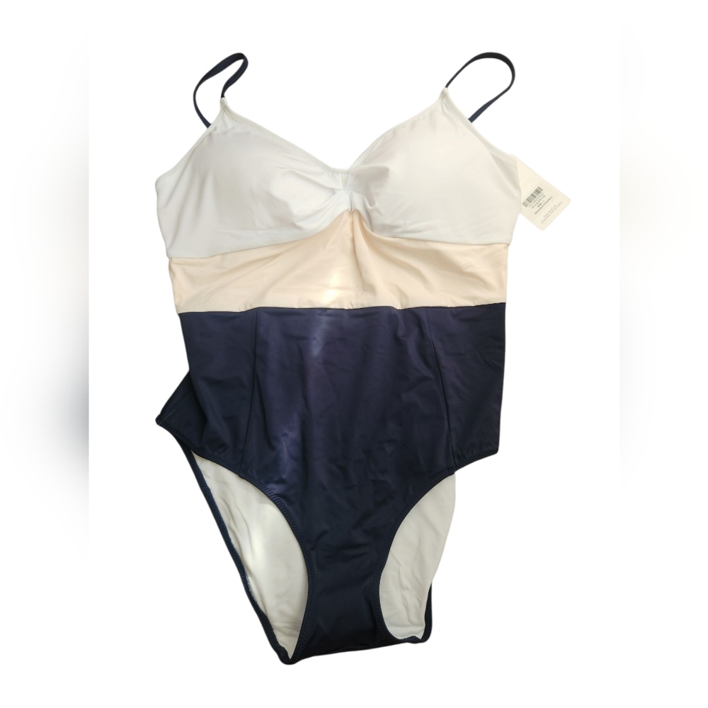 NWT Lively One Piece Swimsuit White Pink Navy Size L